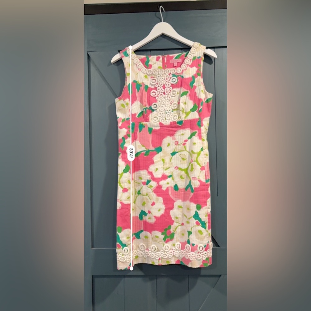 Lilly Pulitzer Adeleson Cotton shift dress Pink Floral Size 6 - Picture 8 of 9